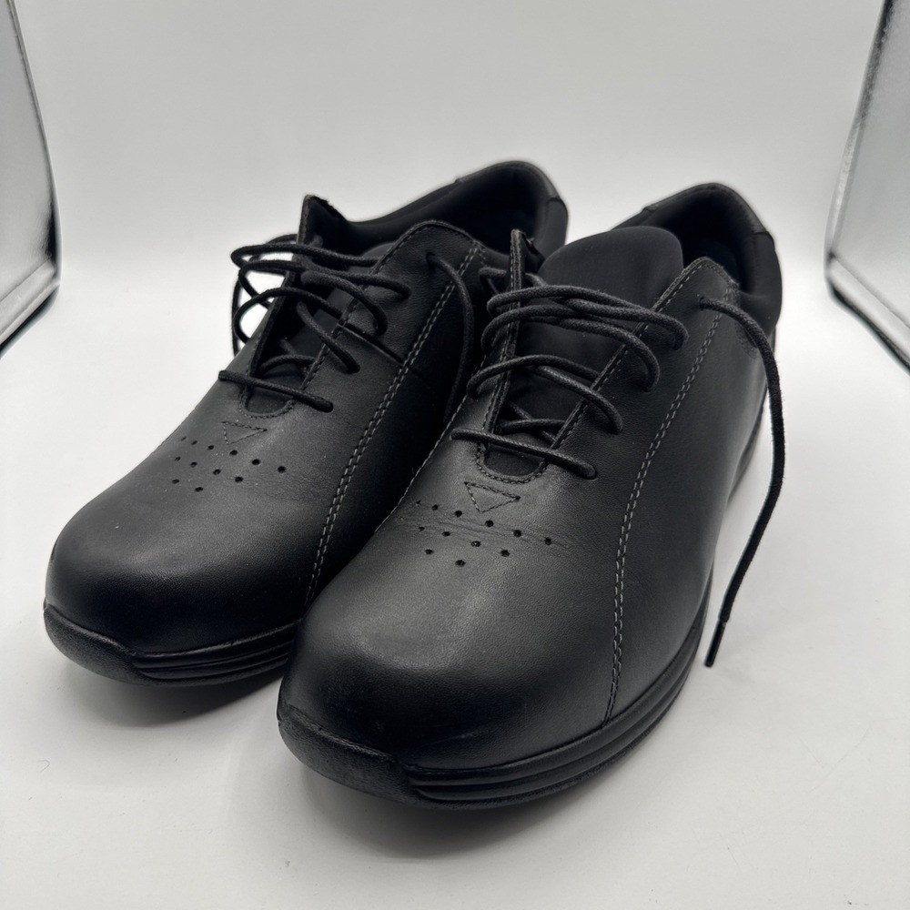 Drew Tulip Black Leather Women Sneakers 10.5 M Orthopedic Cushioned Comfort Lace